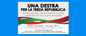 Destra, nuova “chiamata” per ripartire insieme: appuntamento il 28 marzo