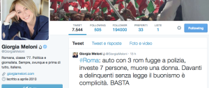 Meloni: basta buonismo con chi uccide. Salvini: ruspa sui maledetti campi Rom