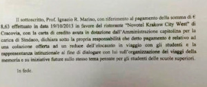E sulle casse del Comune Marino caricò anche una consumazione da 8 euro