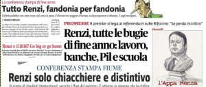 Sui giornali scatta l’operazione verità: ecco tutte le bugie di Pinocchio Renzi