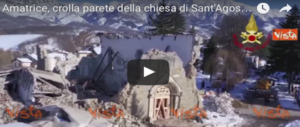 Amatrice, crolla un’altra parete della chiesa di Sant’Agostino (video)