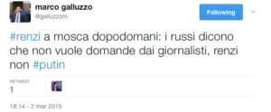 Il tweet di Galluzzo che paragona Renzi a Putin