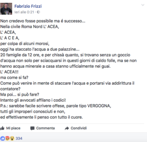 La denuncia su Fb di Frizzi