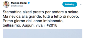 Il tweet di Capodanno di Renzi
