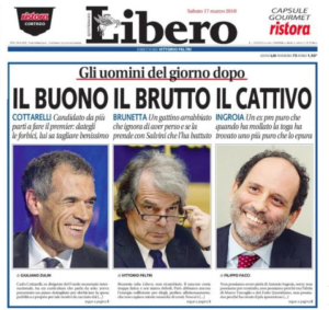 La prima pagina di Libero su Brunetta