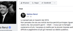 Renzi tifa per lo spread: aumenteranno i mutui. Un commento lo fulmina: non hai capito niente