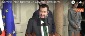 Salvini: «Non faremo un governo remissivo: prima gli italiani» (video)