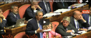 Gasparri: «Altro che dignità, è il decreto miseria e disoccupazione» (video)