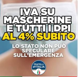 Mascherine, la proposta FdI dal profilo Twitter di Giorgia Meloni
