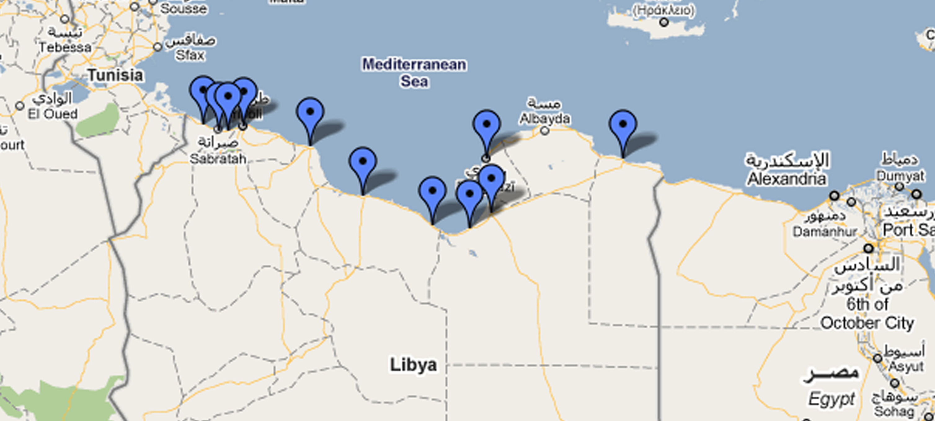 La mappa dei pozzi petroliferi in Libia