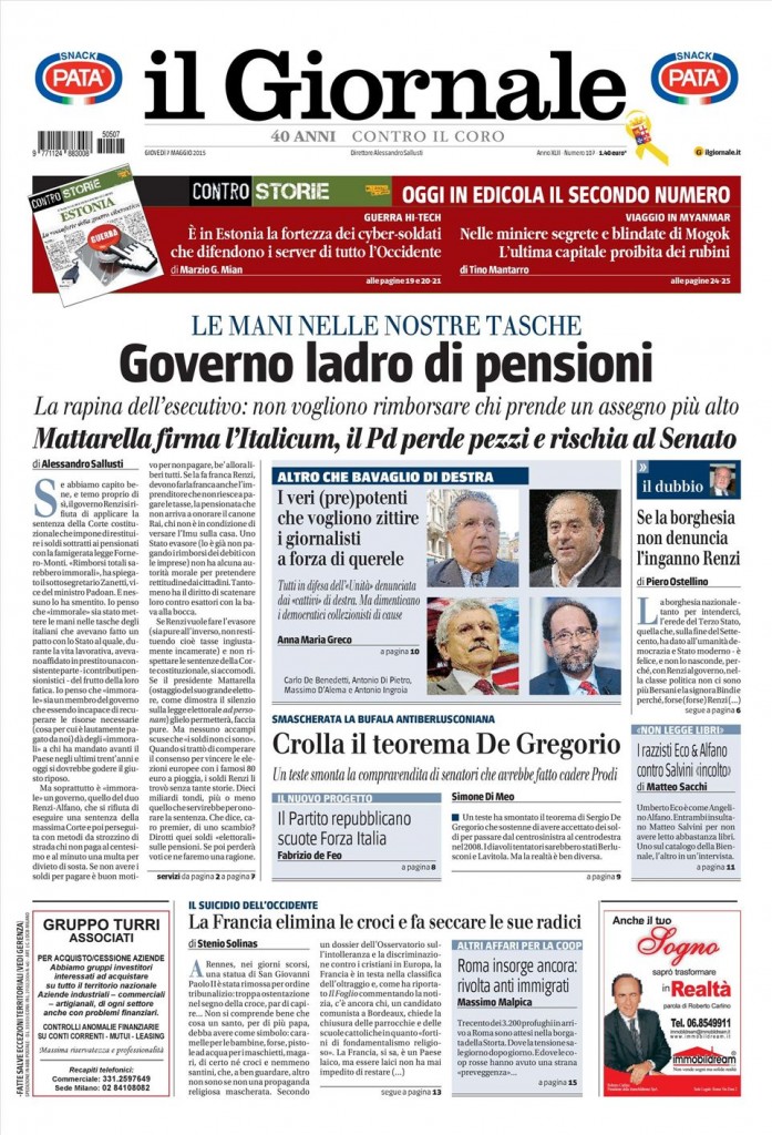 Le prime pagine dei quotidiani in