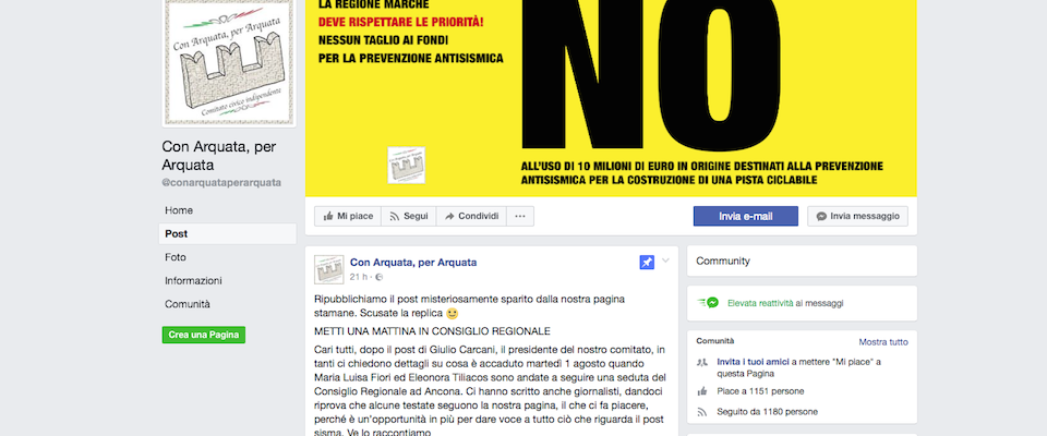 Un’esponente dem offende le terremotate di Arquata: “Gentaccia”