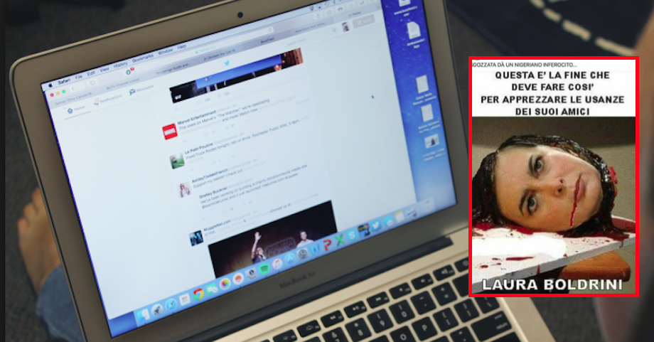 “La Boldrini sgozzata da un nigeriano”. Su Fb l’ennesima fotomontaggio “horror”