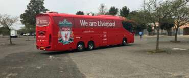 L’arrivo del Liverpool al centro sportivo di Formello per l’allenamento in vista della partita con la Roma, 2 maggio 2018.
ANSA/ STRINGER