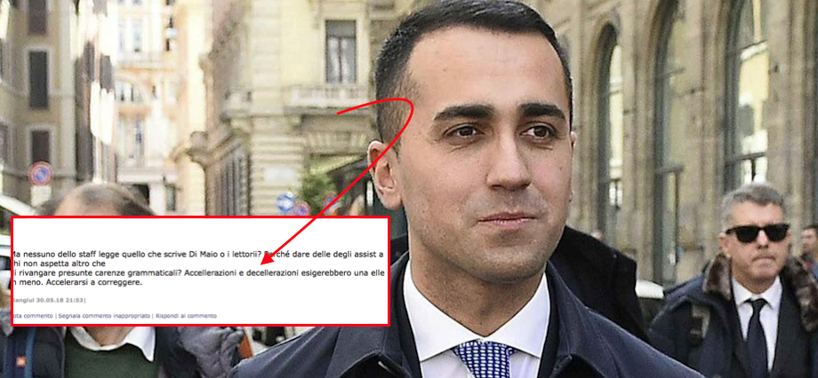 Di Maio, ennesimo scivolone grammaticale sulle doppie. E perfino i suoi fans s’indignano