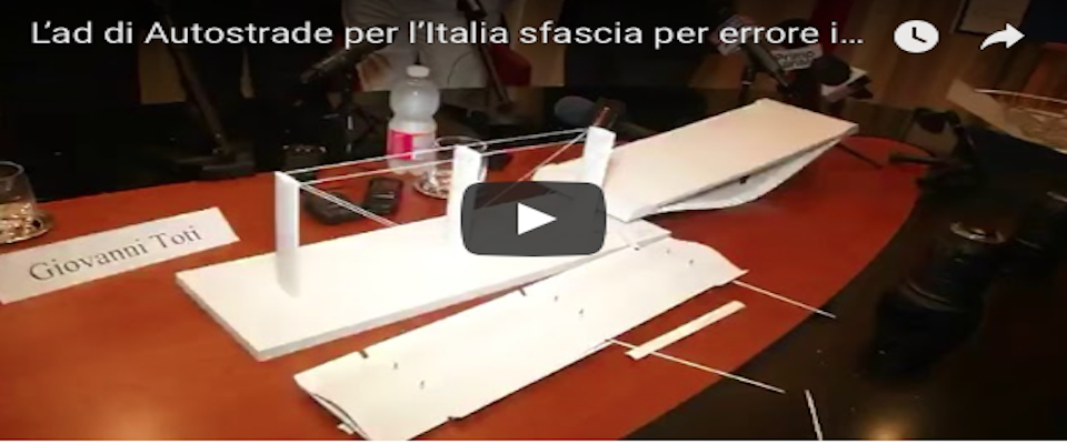 Presentato il ponte di Piano. Ma l’ad di Autostrade per sbaglio rompe il modellino (video)