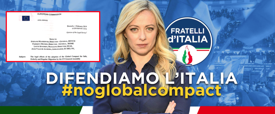 Migranti, l’Ue vuole imporci il Global compact. Meloni: «Ecco le prove»