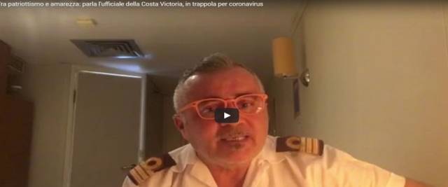 Ufficiale della Costa Victoria bloccato sulla nave frame da video Youtube