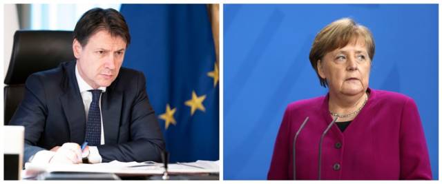 BeFunky-collage con foto Ansa di Conte e della Merkel