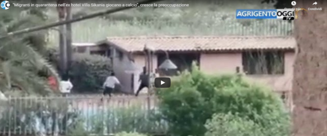 Immigrati ospiti del centro d'accolgienza Villa Sikania frame da video Youtube