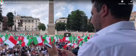 Salvini a Piazza del Popolo frame da video Youtube