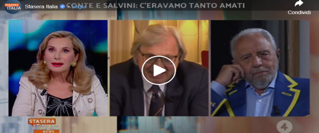 Sgarbi ospite di Stasera Italia dalla pagina Facebook della trasmissione di Rete4