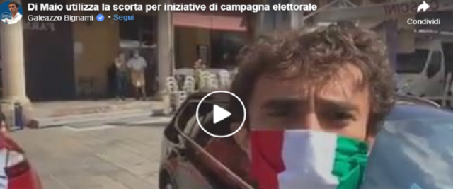 La scorta di Di Maio insulta BNignami frame da video sulla pagina Fb del deputato Fdi