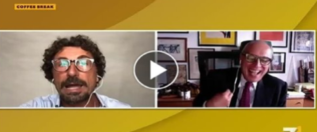 Toninelli umiliato in tv frame da video della pagina Facebook di Coffe Break
