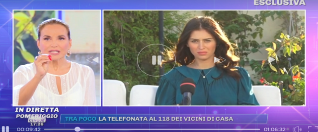 La testimone dalla D'Urso frame da video Mediaset