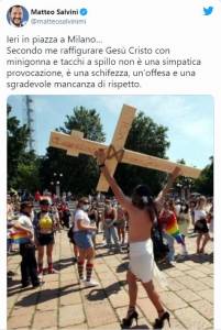 Tweet di Salvini sul Cristo Lgbt