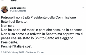 Il tweet di Crosetto