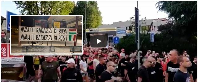 Accolti a Cesena con uno striscione di libertà, l'inno anticomunista "Avanti ragazzi di Buda", i tifosi ungheresi prima di Italia-Ungheria