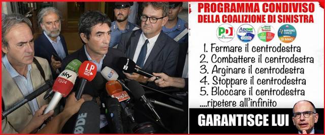 La leader di FdI Giorgia Meloni commenta le ultime vicissitudini nelle trattative del centrosinistra, con Enrico Letta al centro della bagarre