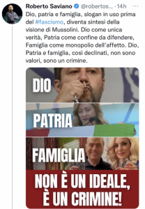 il tweet di Saviano