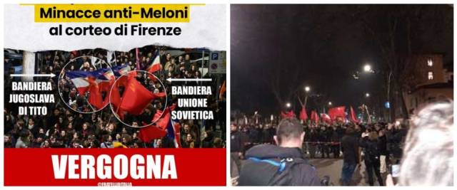 corteo ignobile Meloni