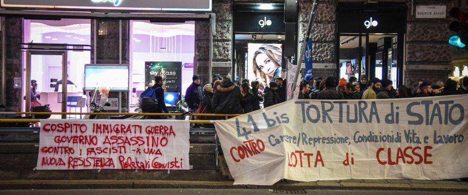 ANARCHICI IN PRESIDIO CONTRO IL 41 BIS E IN SOLIDARIETA' CON ALFREDO COSPITO SOTTO_SEDE_FDI_FRATELLI_D'ITALIA_MILANO