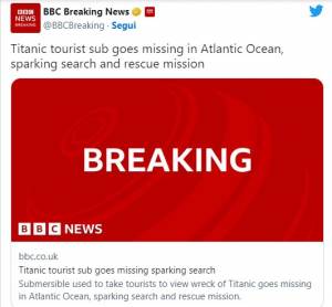 Disperso sottomarino turisti in visita a relitto Titanic