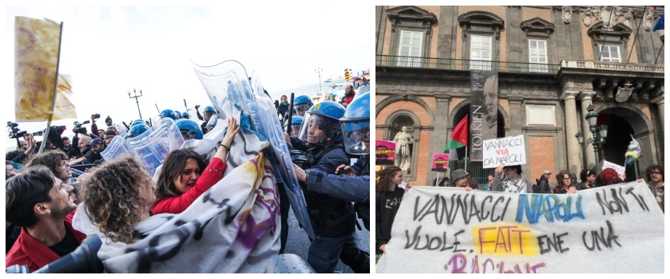 I centri sociali contro Vannacci a Napoli. Corteo e tensioni con la polizia (video)