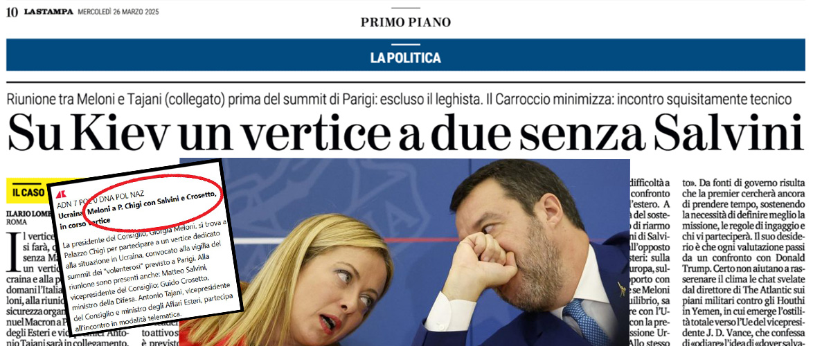 “Ucraina, vertice senza Salvini”. Ma è l’ennesima fake news dei giornali, per la serie “il governo è in crisi…”