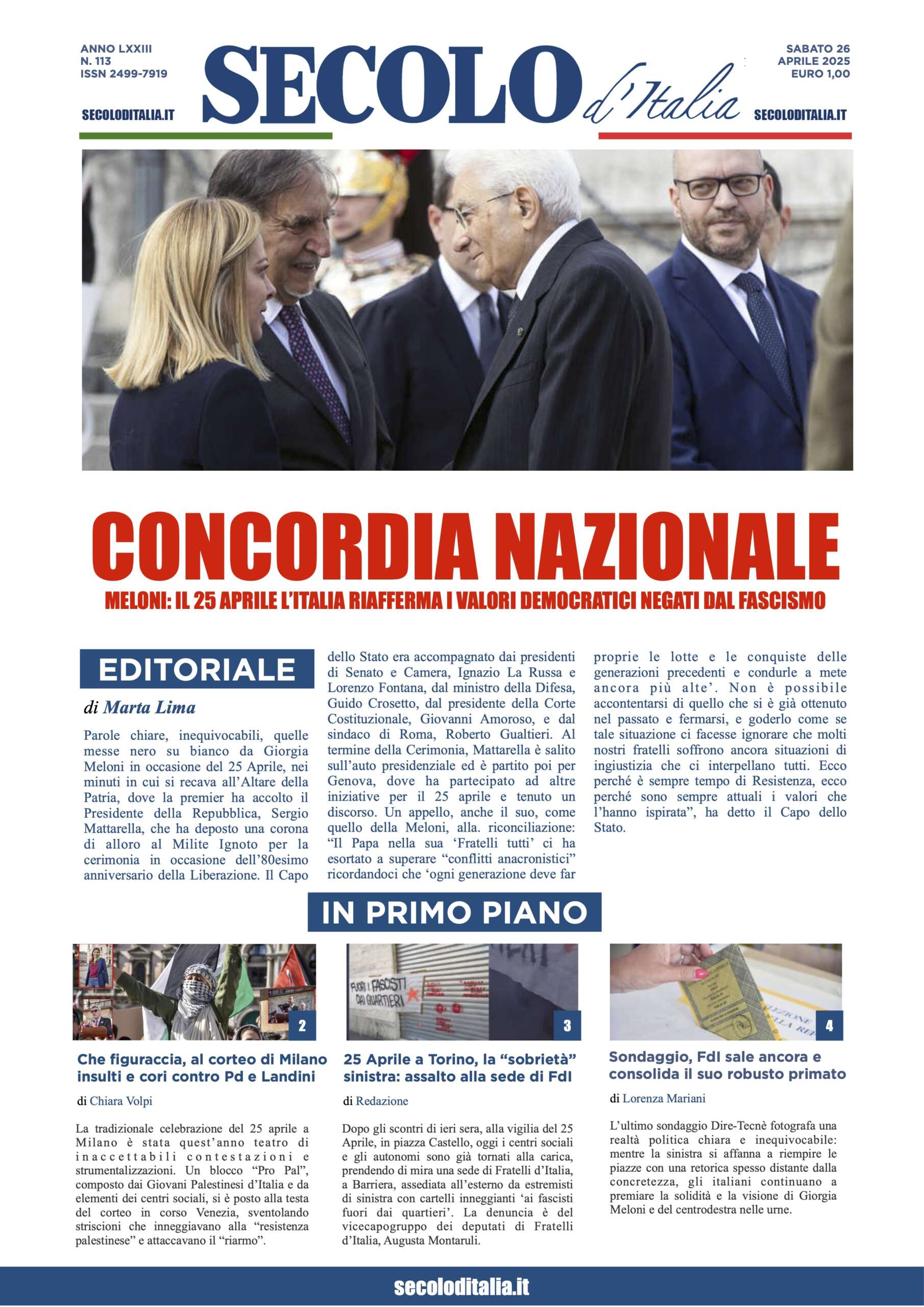 Sabato 26 aprile 2025