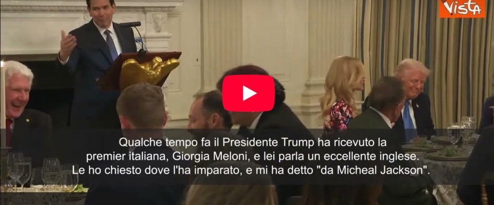 Rubio elogia Meloni durante una cena a Washington: “Parla un inglese perfetto, ha imparato da Michael Jackson” (video) Rubio elogia Meloni durante una cena a Washington: “Parla un inglese perfetto, ha imparato da Michael Jackson” (video)