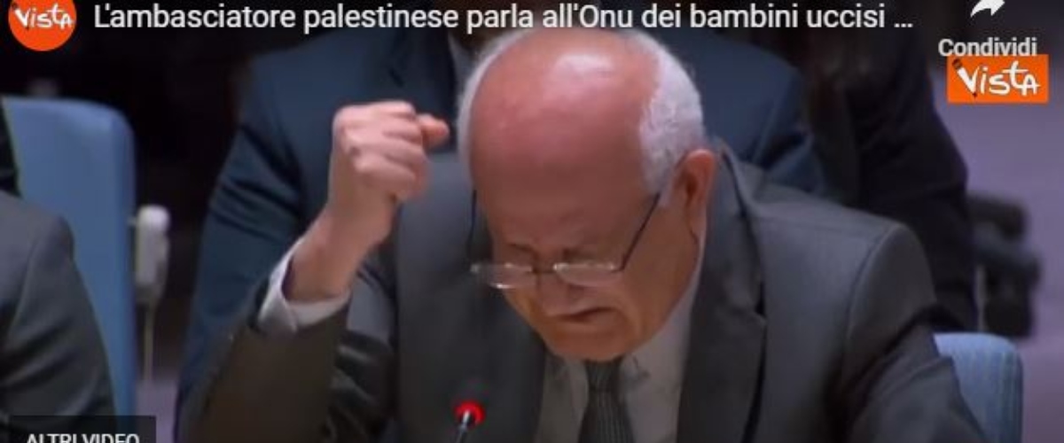 gaza l ambasciatore palestinese all onu scoppia in lacrime le fiamme e la fame stanno divorando i nostri bambini video
