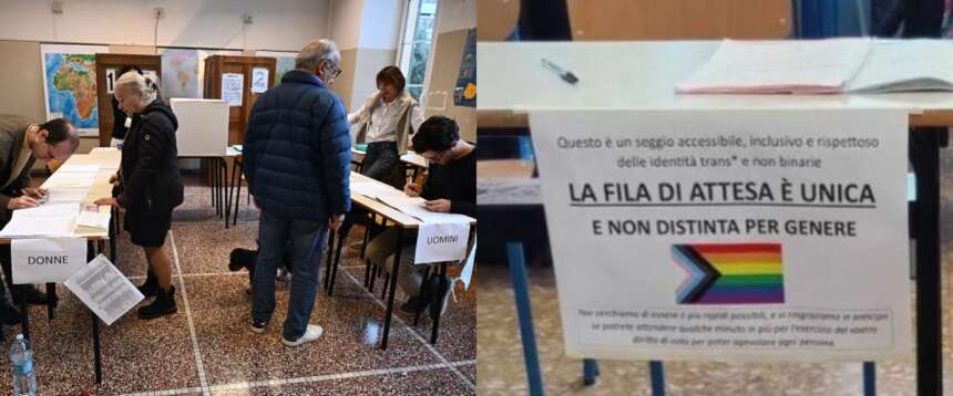 In un seggio elettorale di Genova affisso un cartello Lgbt sul voto “inclusivo”