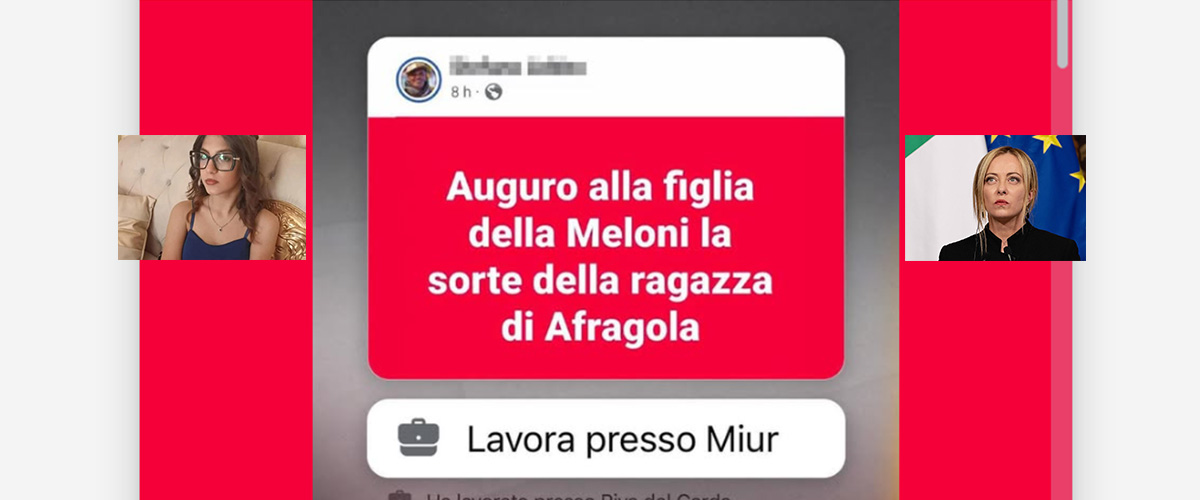orrore sul web docente augura alla figlia della meloni di morire come martina carbonaro bignami odio inaccettabile da Secoloditalia.it orrore sul web docente augura alla figlia della meloni di morire come martina carbonaro bignami odio inaccettabile