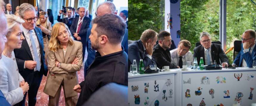 Da un lato, Meloni con Zelensky al summit Cpe; dall’altro i “volenterosi” Da un lato, Meloni con Zelensky al summit Cpe; dall’altro i “volenterosi”