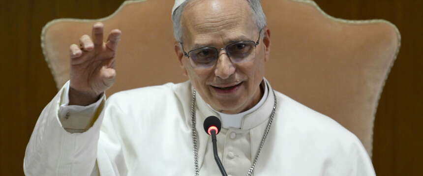 epa12088351 A handout picture provided by the Vatican Media shows Pope Leo XIV gesturing as he attends a meeting with cardinals in Vatican City, 10 May 2025. Cardinal Robert Francis Prevost was elected to become Pope Leo XIV by the conclave at the Vatican on 08 May 2025. EPA/VATICAN MEDIA HANDOUT HANDOUT EDITORIAL USE ONLY/NO SALES epa12088351 A handout picture provided by the Vatican Media shows Pope Leo XIV gesturing as he attends a meeting with cardinals in Vatican City, 10 May 2025. Cardinal Robert Francis Prevost was elected to become Pope Leo XIV by the conclave at the Vatican on 08 May 2025. EPA/VATICAN MEDIA HANDOUT HANDOUT EDITORIAL USE ONLY/NO SALES