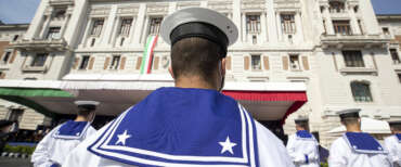 Un momento della cerimonia per il  160′ anniversario dalla nascita della Marina militare all’interno del palazzo della Marina, Roma, 10 giugno 2021
ANSA/MASSIMO PERCOSSI