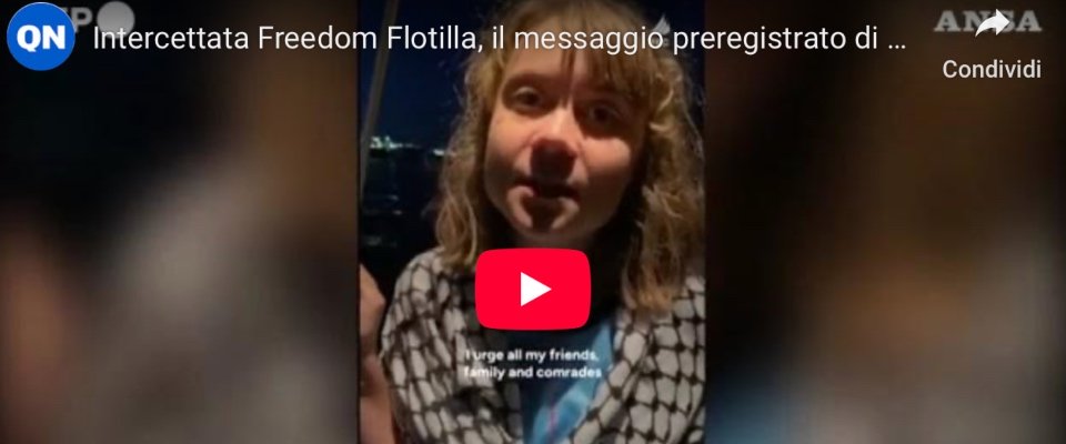La nave di Greta fermata dagli israeliani, l’attivista svedese piagnucola: “Ci hanno sequestrato” (video) La nave di Greta fermata dagli israeliani, l’attivista svedese piagnucola: “Ci hanno sequestrato” (video)
