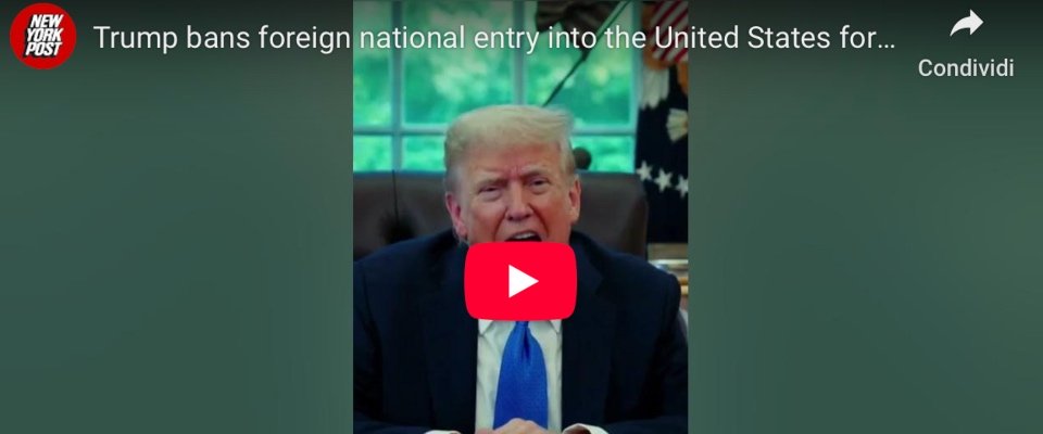 Trump vieta gli ingressi negli Usa da 12 Paesi: vuole garantire la sicurezza nazionale e prevenire il terrorismo (video) Trump vieta gli ingressi negli Usa da 12 Paesi: vuole garantire la sicurezza nazionale e prevenire il terrorismo (video)
