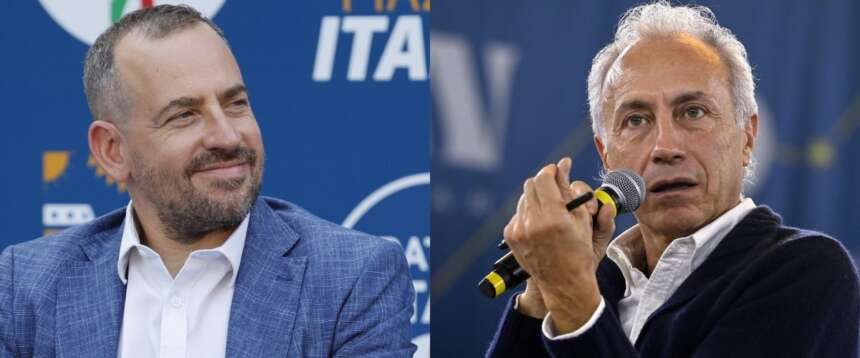 Il deputato di FdI, Francesco Filini, e il direttore del Fatto Quotidiano, Marco Travaglio Il deputato di FdI, Francesco Filini, e il direttore del Fatto Quotidiano, Marco Travaglio